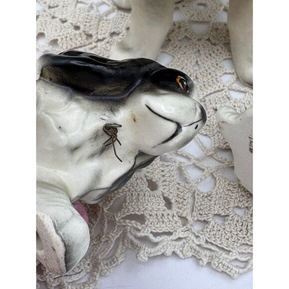 Large Vintage Springer Spaniel Cocker Set of 3 Mom and Puppies Black White - Picture 4 of 6